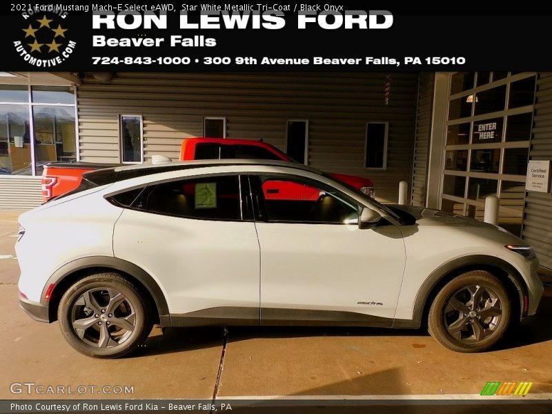 Star White Metallic Tri-Coat / Black Onyx 2021 Ford Mustang Mach-E Select eAWD