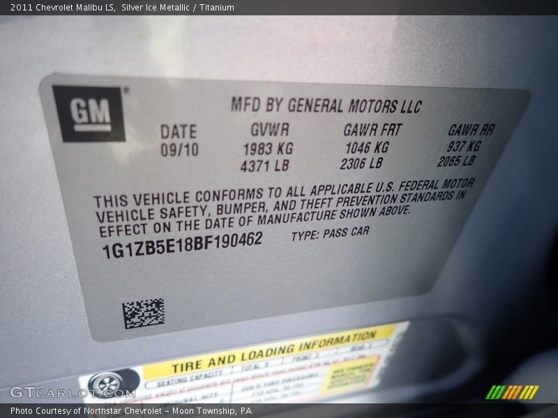 Silver Ice Metallic / Titanium 2011 Chevrolet Malibu LS