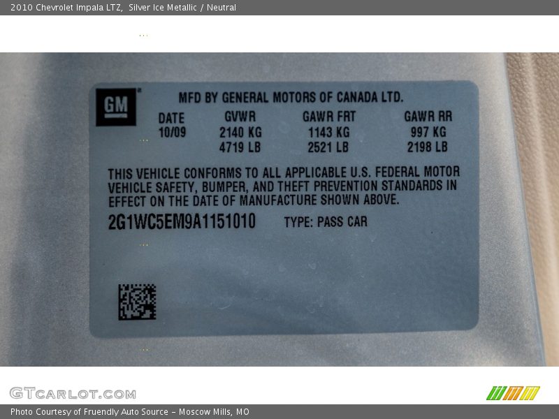 Silver Ice Metallic / Neutral 2010 Chevrolet Impala LTZ