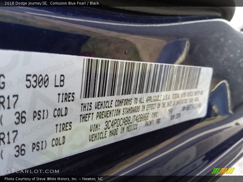Contusion Blue Pearl / Black 2018 Dodge Journey SE