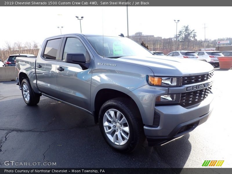 Satin Steel Metallic / Jet Black 2019 Chevrolet Silverado 1500 Custom Crew Cab 4WD
