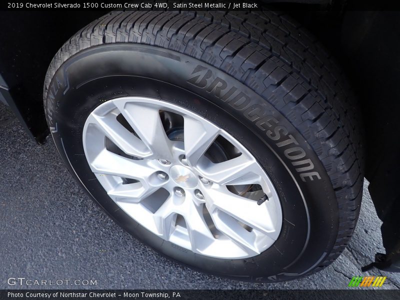 Satin Steel Metallic / Jet Black 2019 Chevrolet Silverado 1500 Custom Crew Cab 4WD