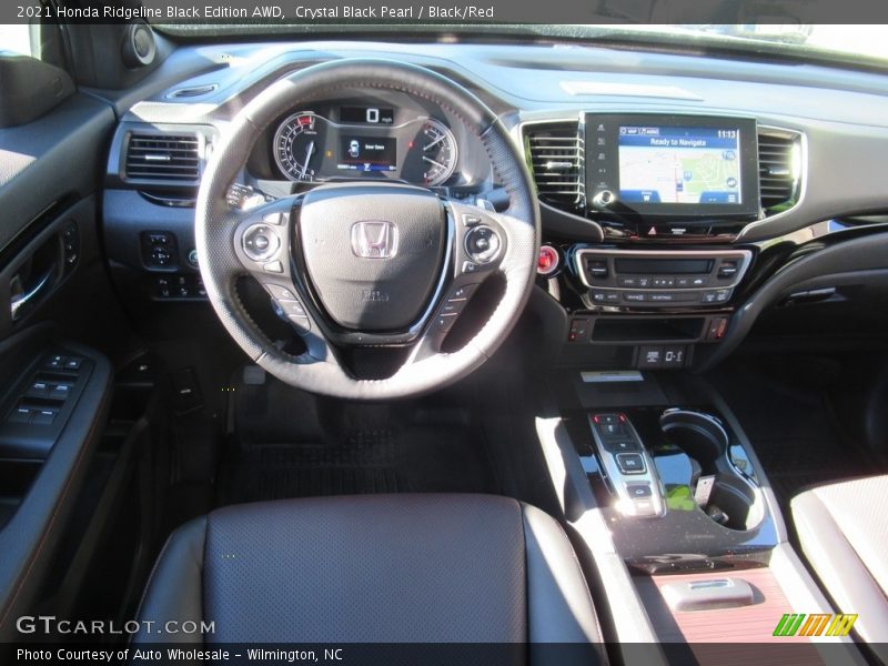 Crystal Black Pearl / Black/Red 2021 Honda Ridgeline Black Edition AWD