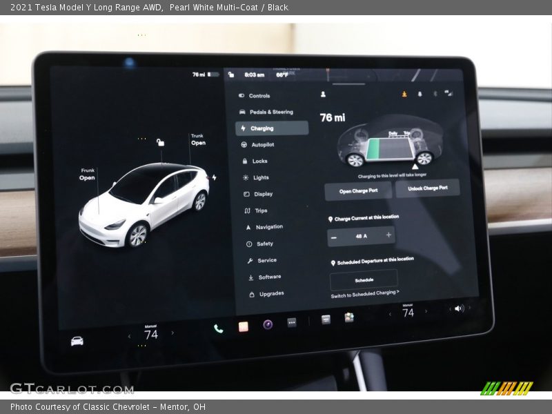 Controls of 2021 Model Y Long Range AWD