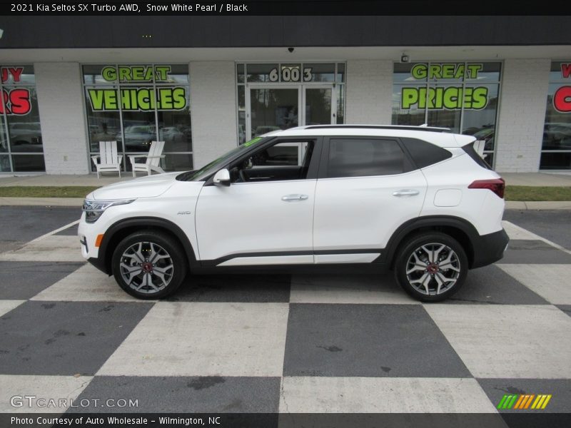 Snow White Pearl / Black 2021 Kia Seltos SX Turbo AWD