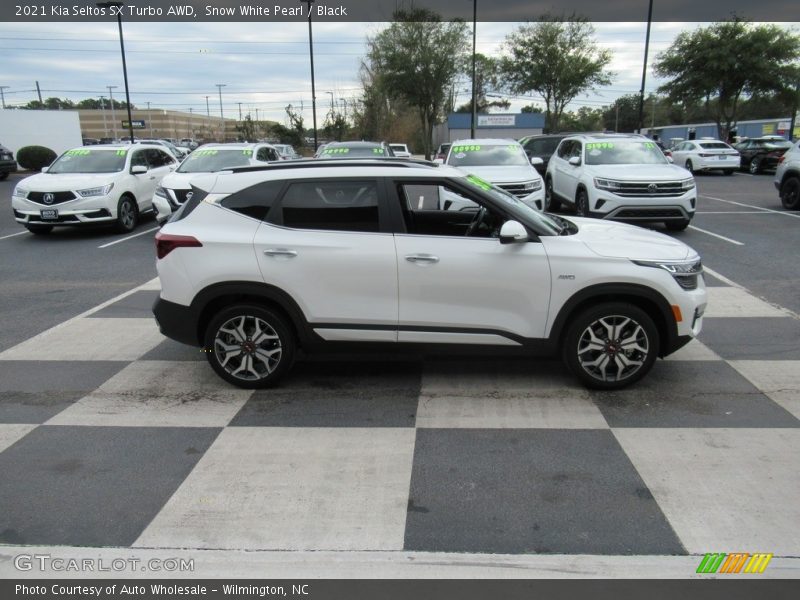 Snow White Pearl / Black 2021 Kia Seltos SX Turbo AWD
