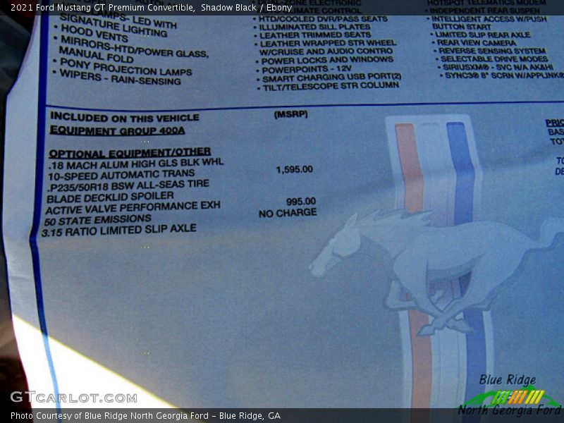 Shadow Black / Ebony 2021 Ford Mustang GT Premium Convertible