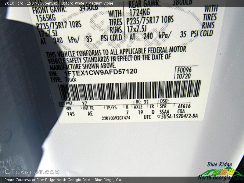 Oxford White / Medium Stone 2010 Ford F150 XL SuperCab