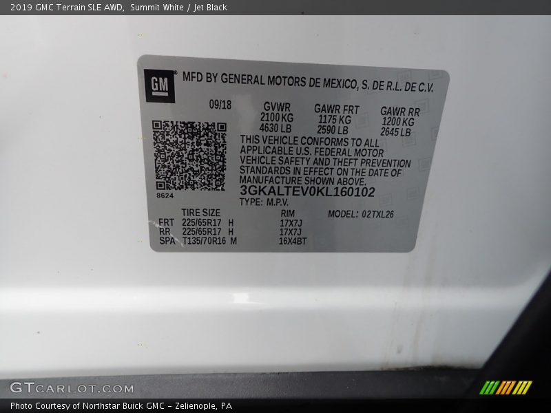 Summit White / Jet Black 2019 GMC Terrain SLE AWD