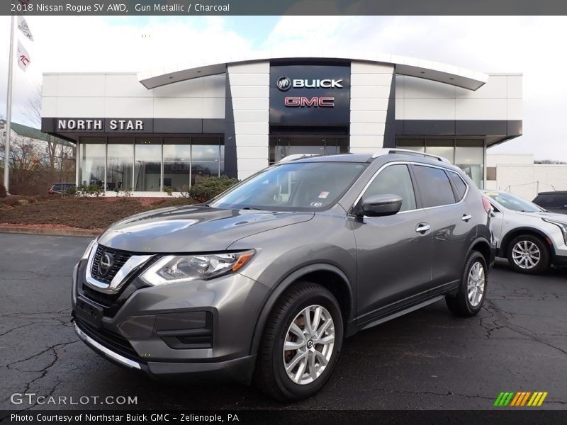 Gun Metallic / Charcoal 2018 Nissan Rogue SV AWD