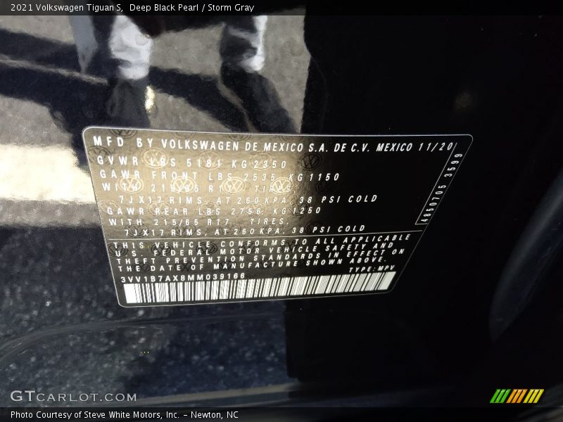 Deep Black Pearl / Storm Gray 2021 Volkswagen Tiguan S