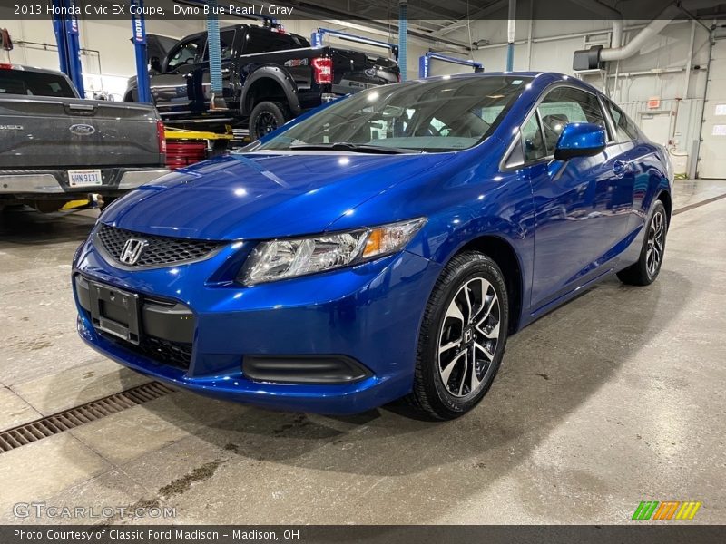 Dyno Blue Pearl / Gray 2013 Honda Civic EX Coupe