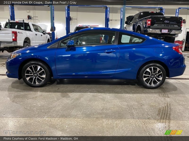 Dyno Blue Pearl / Gray 2013 Honda Civic EX Coupe