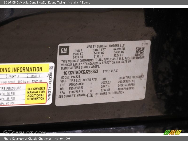 Ebony Twilight Metallic / Ebony 2016 GMC Acadia Denali AWD