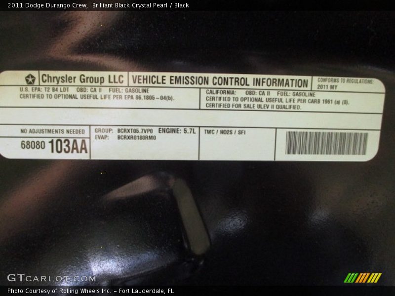 Brilliant Black Crystal Pearl / Black 2011 Dodge Durango Crew