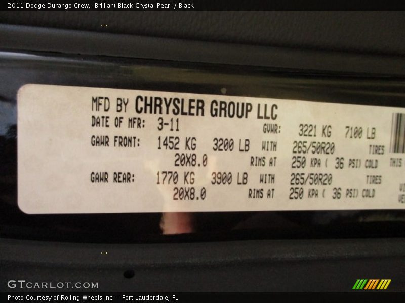 Brilliant Black Crystal Pearl / Black 2011 Dodge Durango Crew