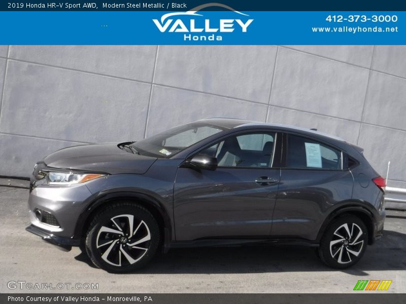 Modern Steel Metallic / Black 2019 Honda HR-V Sport AWD