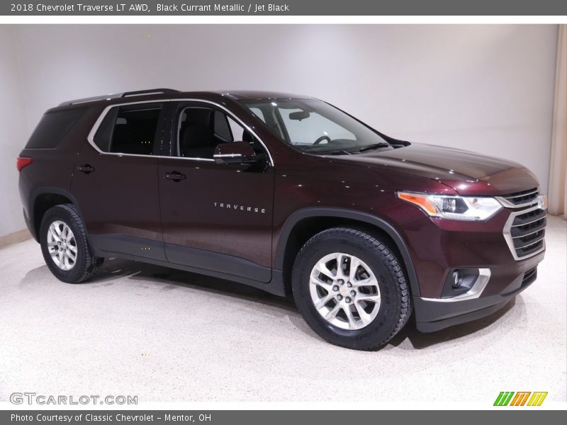 Black Currant Metallic / Jet Black 2018 Chevrolet Traverse LT AWD