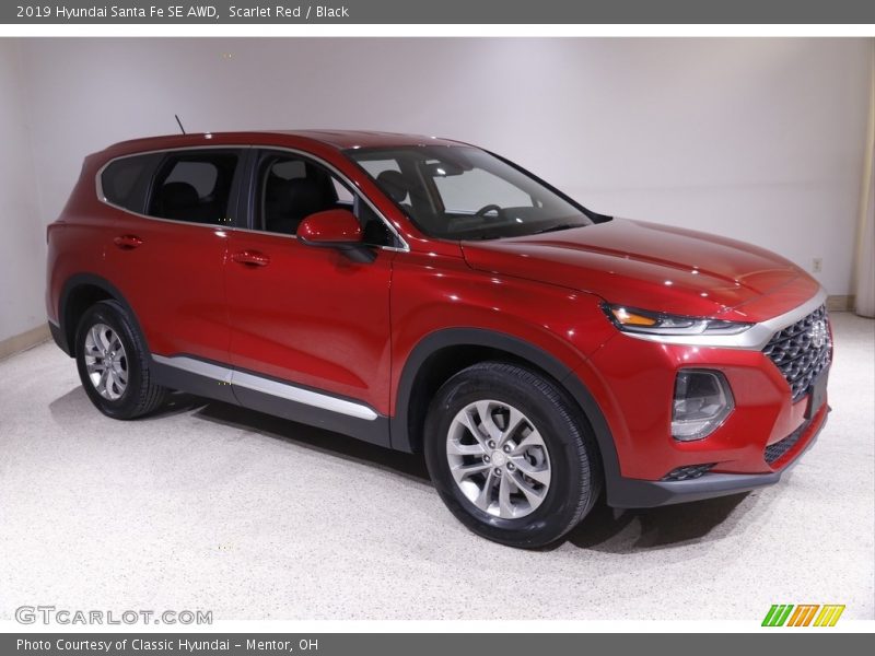 Scarlet Red / Black 2019 Hyundai Santa Fe SE AWD