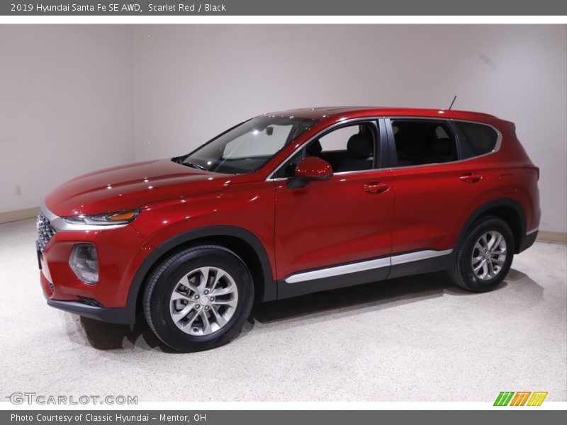 Scarlet Red / Black 2019 Hyundai Santa Fe SE AWD