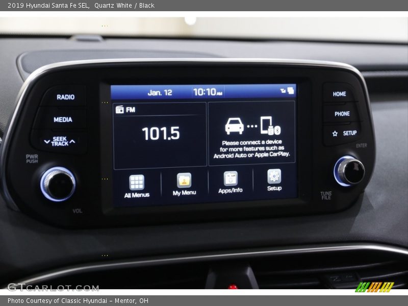Quartz White / Black 2019 Hyundai Santa Fe SEL