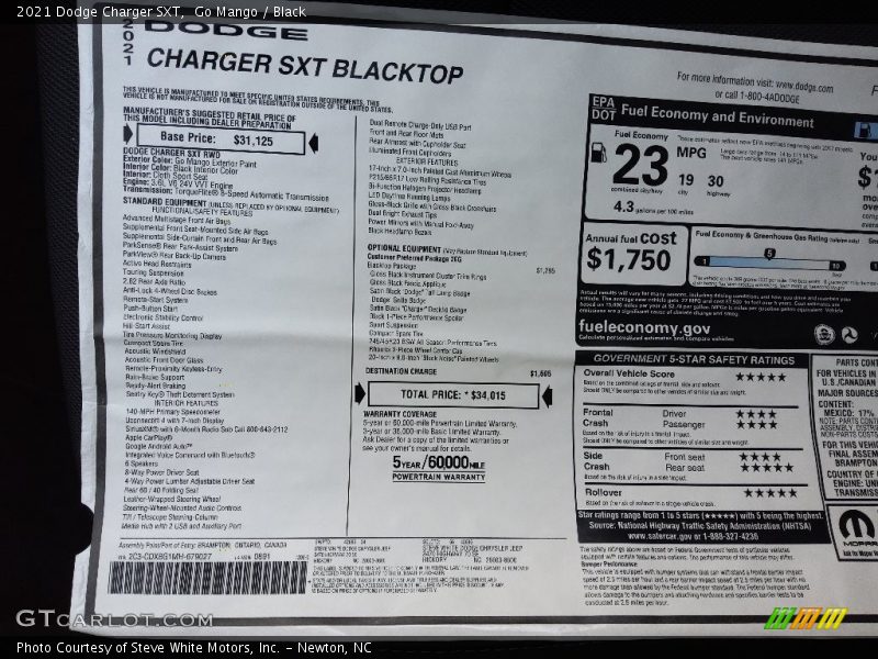 Go Mango / Black 2021 Dodge Charger SXT