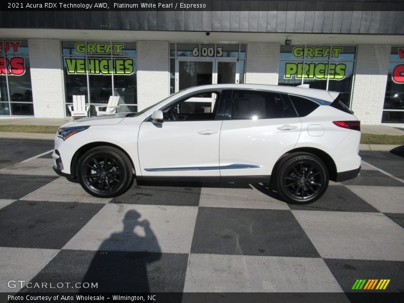 Platinum White Pearl / Espresso 2021 Acura RDX Technology AWD