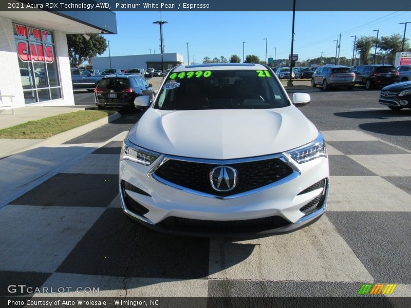 Platinum White Pearl / Espresso 2021 Acura RDX Technology AWD