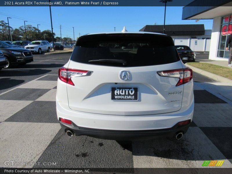Platinum White Pearl / Espresso 2021 Acura RDX Technology AWD