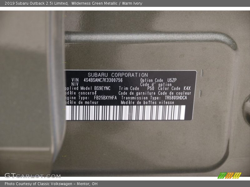 Wilderness Green Metallic / Warm Ivory 2019 Subaru Outback 2.5i Limited