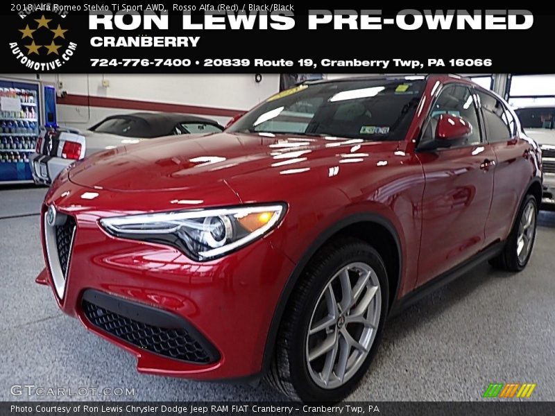 Rosso Alfa (Red) / Black/Black 2018 Alfa Romeo Stelvio Ti Sport AWD