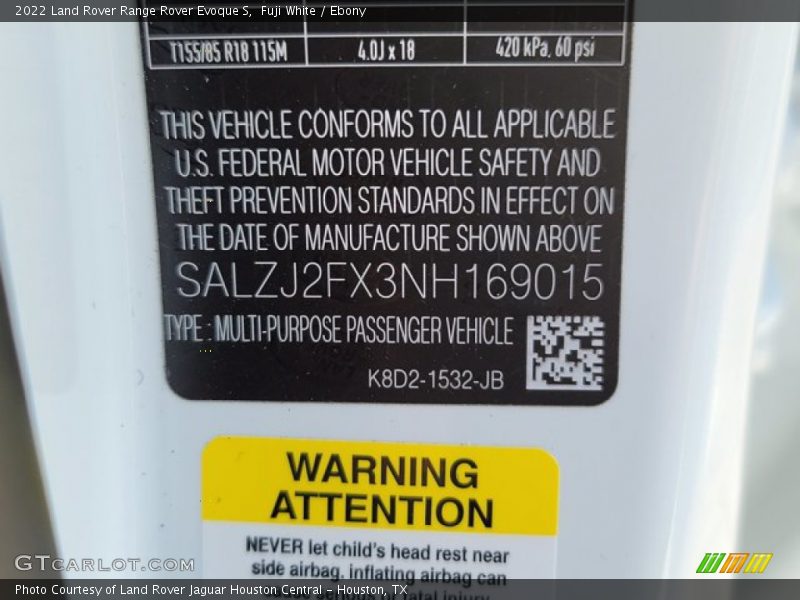 Fuji White / Ebony 2022 Land Rover Range Rover Evoque S