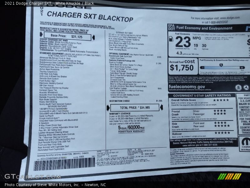 White Knuckle / Black 2021 Dodge Charger SXT