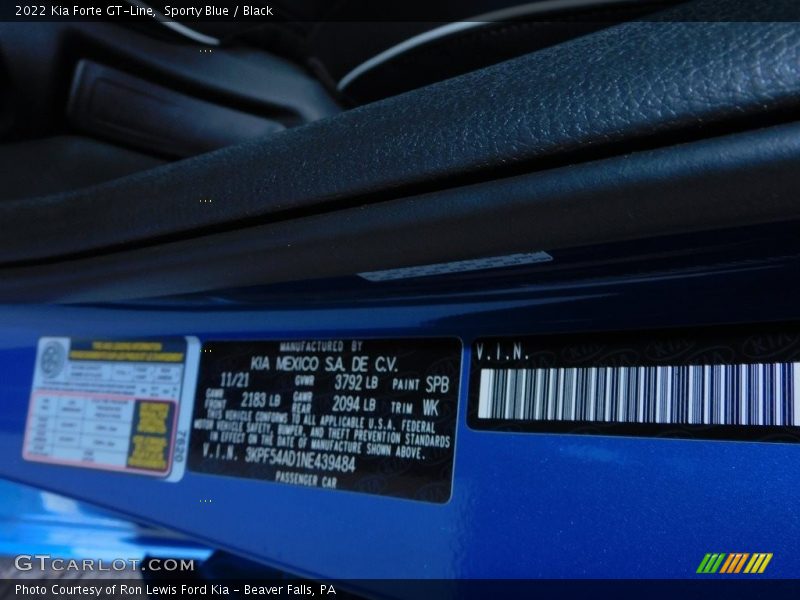 Sporty Blue / Black 2022 Kia Forte GT-Line