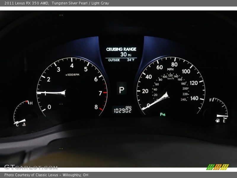 Tungsten Silver Pearl / Light Gray 2011 Lexus RX 350 AWD