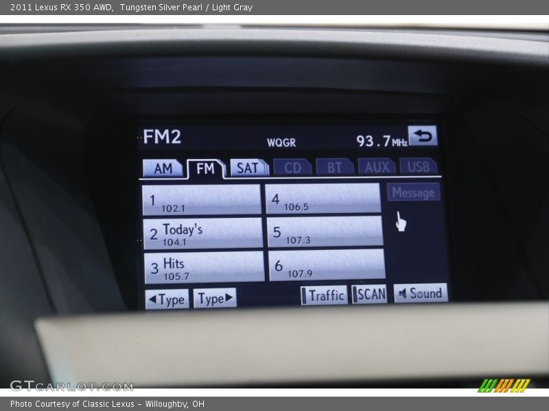 Tungsten Silver Pearl / Light Gray 2011 Lexus RX 350 AWD