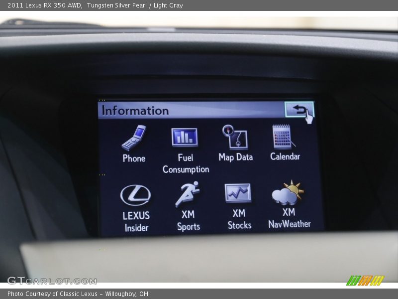 Tungsten Silver Pearl / Light Gray 2011 Lexus RX 350 AWD