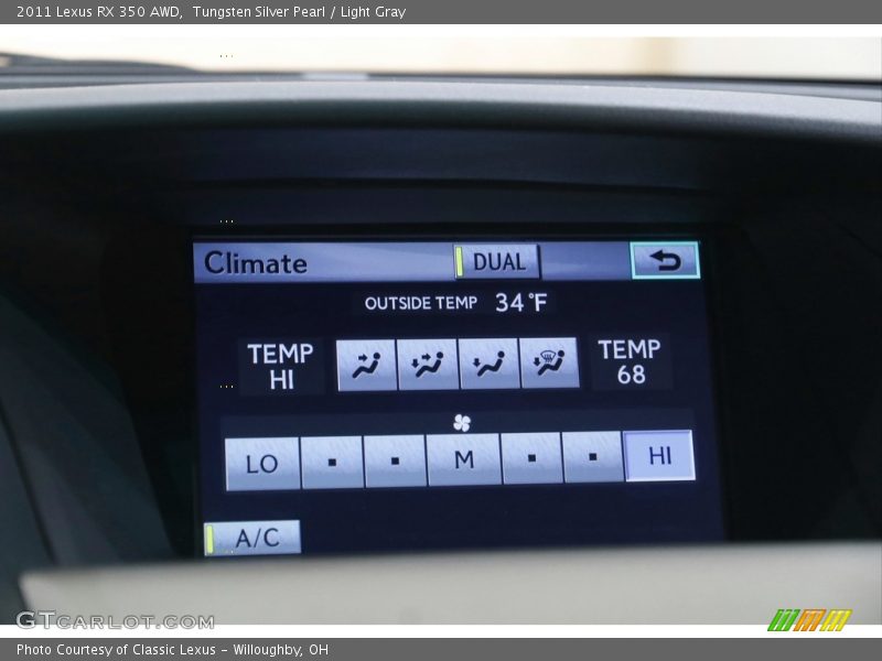 Tungsten Silver Pearl / Light Gray 2011 Lexus RX 350 AWD