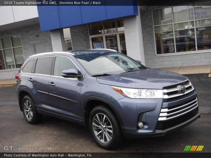 Shoreline Blue Pearl / Black 2018 Toyota Highlander XLE AWD