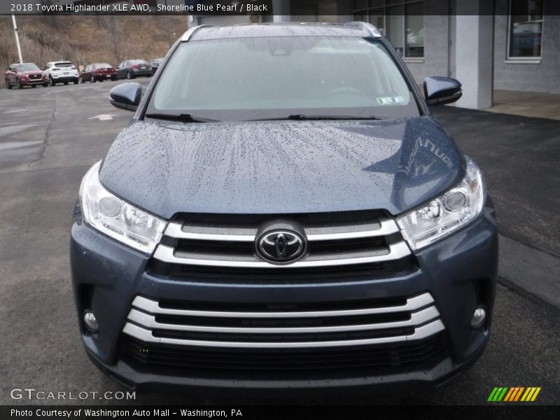 Shoreline Blue Pearl / Black 2018 Toyota Highlander XLE AWD