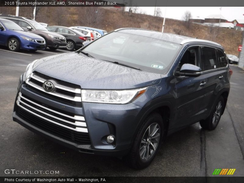 Shoreline Blue Pearl / Black 2018 Toyota Highlander XLE AWD