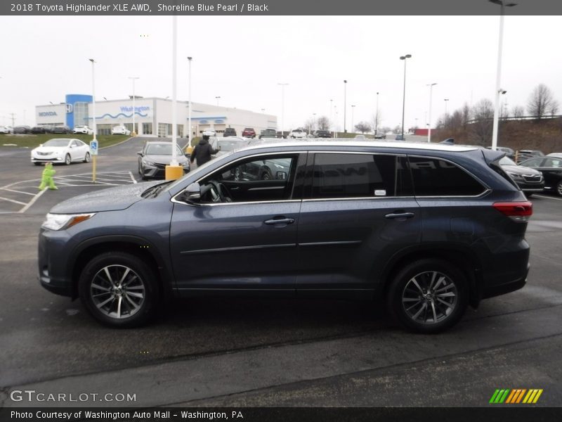 Shoreline Blue Pearl / Black 2018 Toyota Highlander XLE AWD