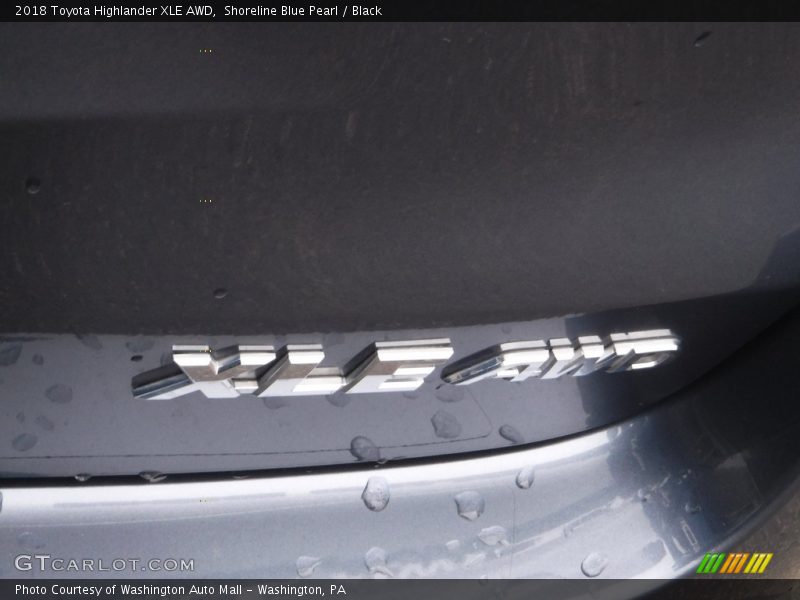 Shoreline Blue Pearl / Black 2018 Toyota Highlander XLE AWD