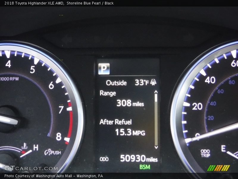 Shoreline Blue Pearl / Black 2018 Toyota Highlander XLE AWD