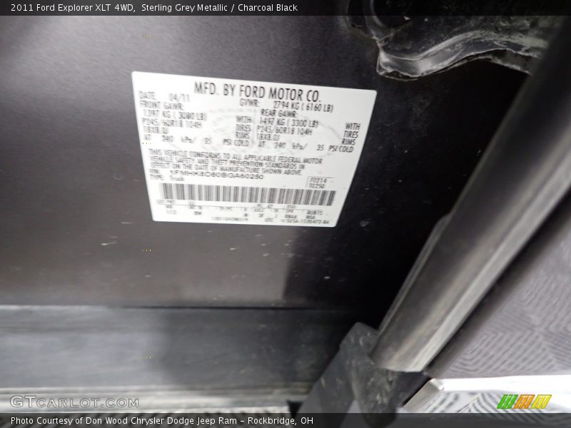 Sterling Grey Metallic / Charcoal Black 2011 Ford Explorer XLT 4WD
