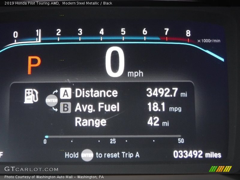 Modern Steel Metallic / Black 2019 Honda Pilot Touring AWD