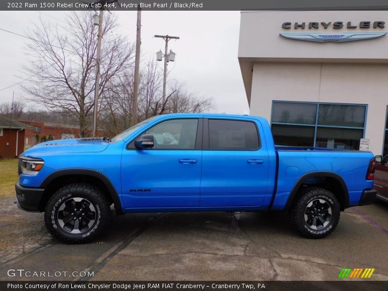 Hydro Blue Pearl / Black/Red 2022 Ram 1500 Rebel Crew Cab 4x4