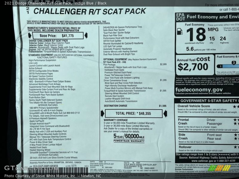 Indigo Blue / Black 2021 Dodge Challenger R/T Scat Pack