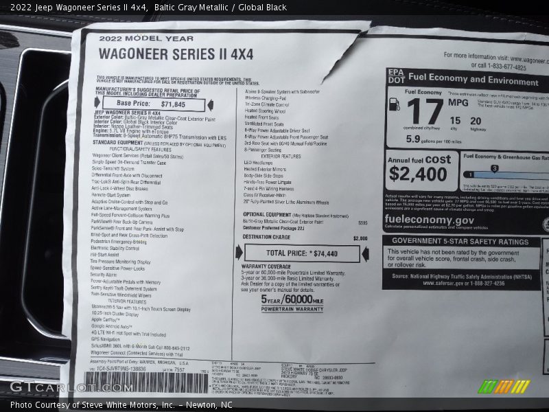  2022 Wagoneer Series II 4x4 Window Sticker