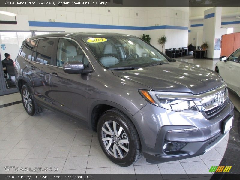 Modern Steel Metallic / Gray 2019 Honda Pilot EX-L AWD